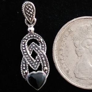 Vintage sterling silver marcasite pendant
